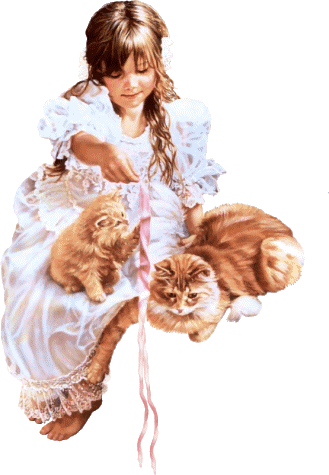 une petite fille et cest chat