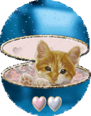 le petit chaton danc une boule bleue