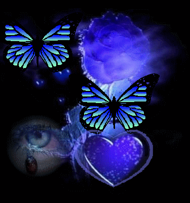 papillon au coeur bleue